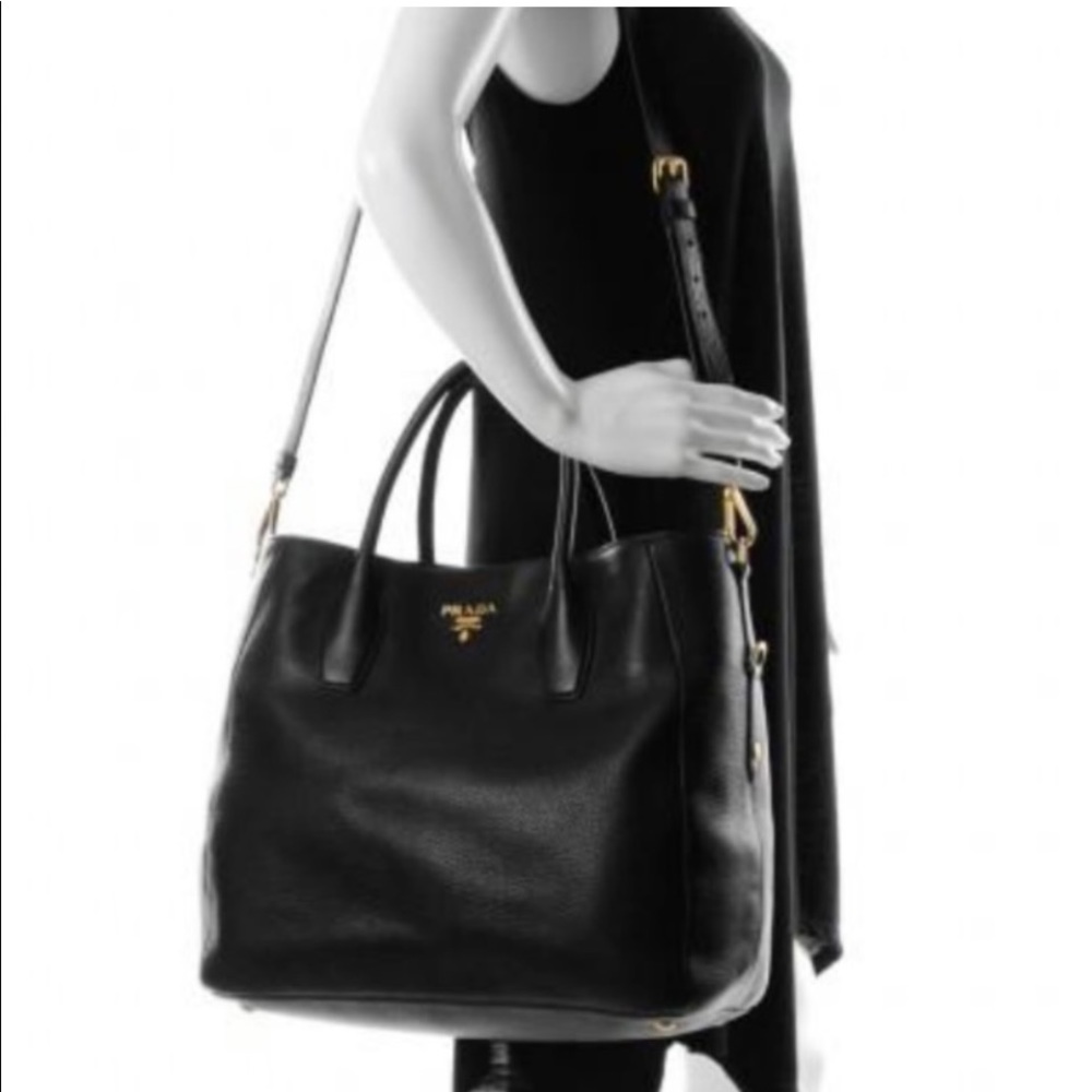 Prada large pebbled leather bag